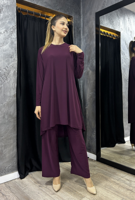 Afili Pantolon Tunik Takım MÜRDÜM
