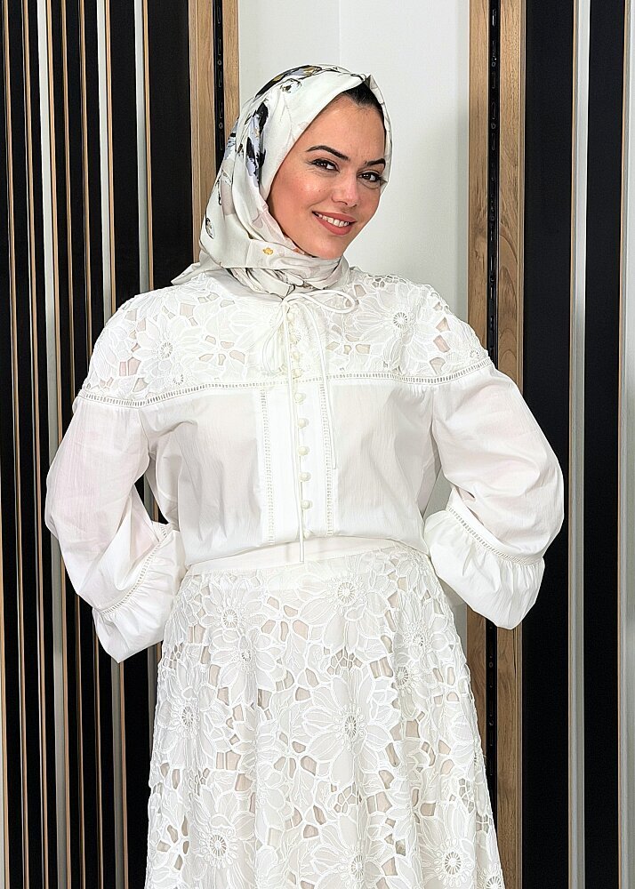 Clande Brode Detaylı Gömlek EKRU - 3