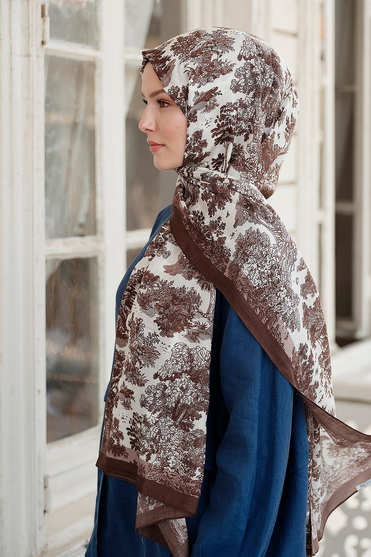 Cloche Hazel Şal Krem Kahve - 1