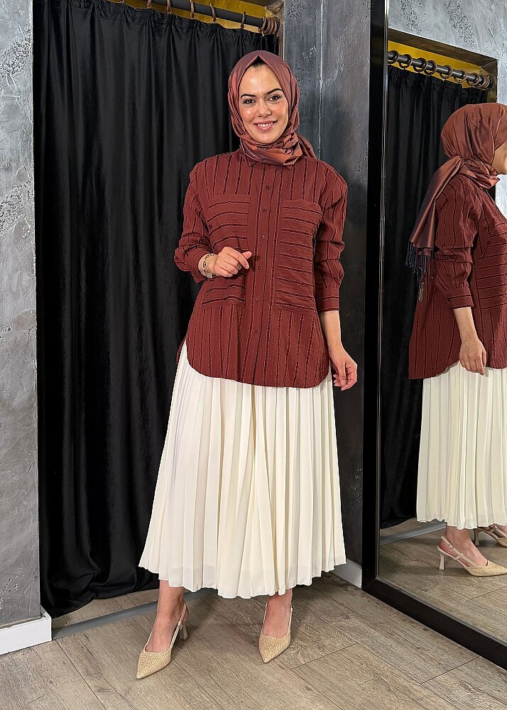 Cloche Venüs Plise Pantolon EKRU