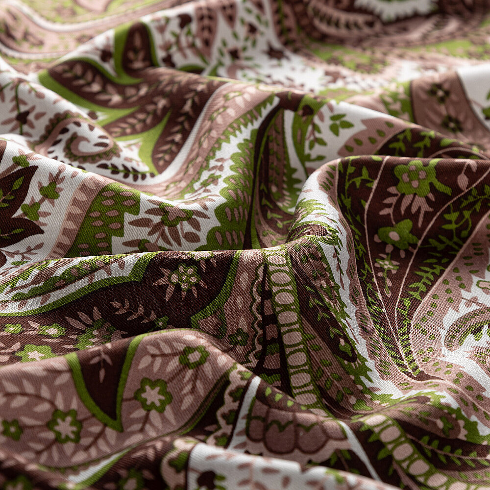 İpekevi Paisley Desenli İpek Şal HAKİ - 4