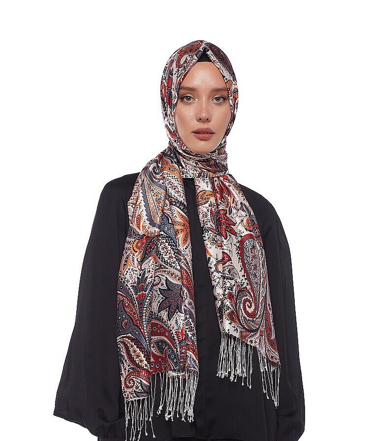 İpekevi Paisley Desenli İpek Şal SİYAH - 5