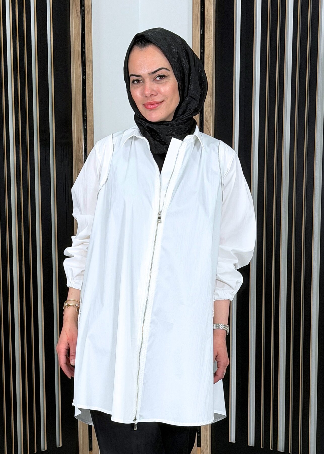 MissWhence Fermuar Detaylı Gömlek BEYAZ - 2