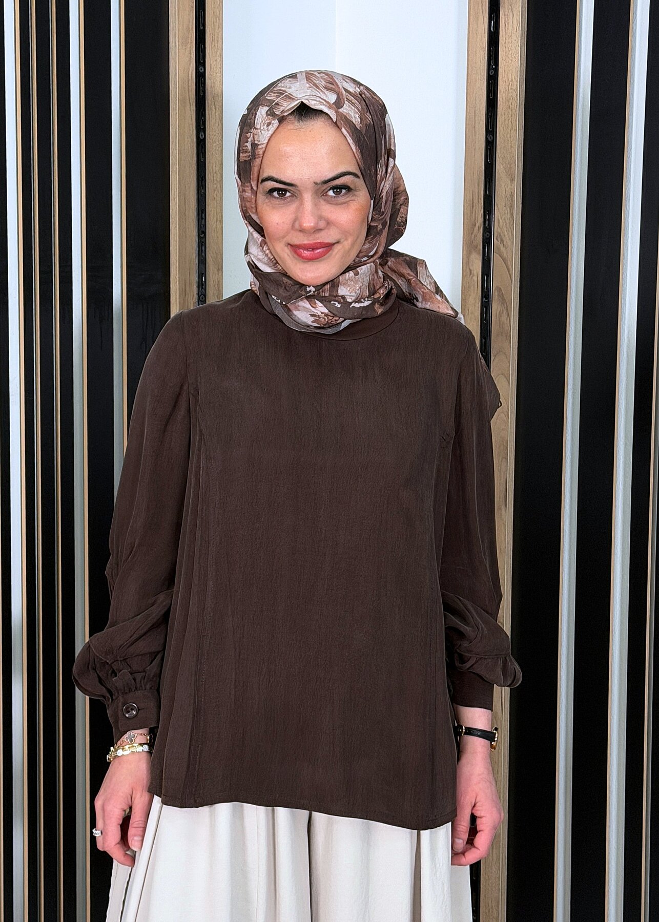 MissWhence İpek Tunik KAHVE - 3