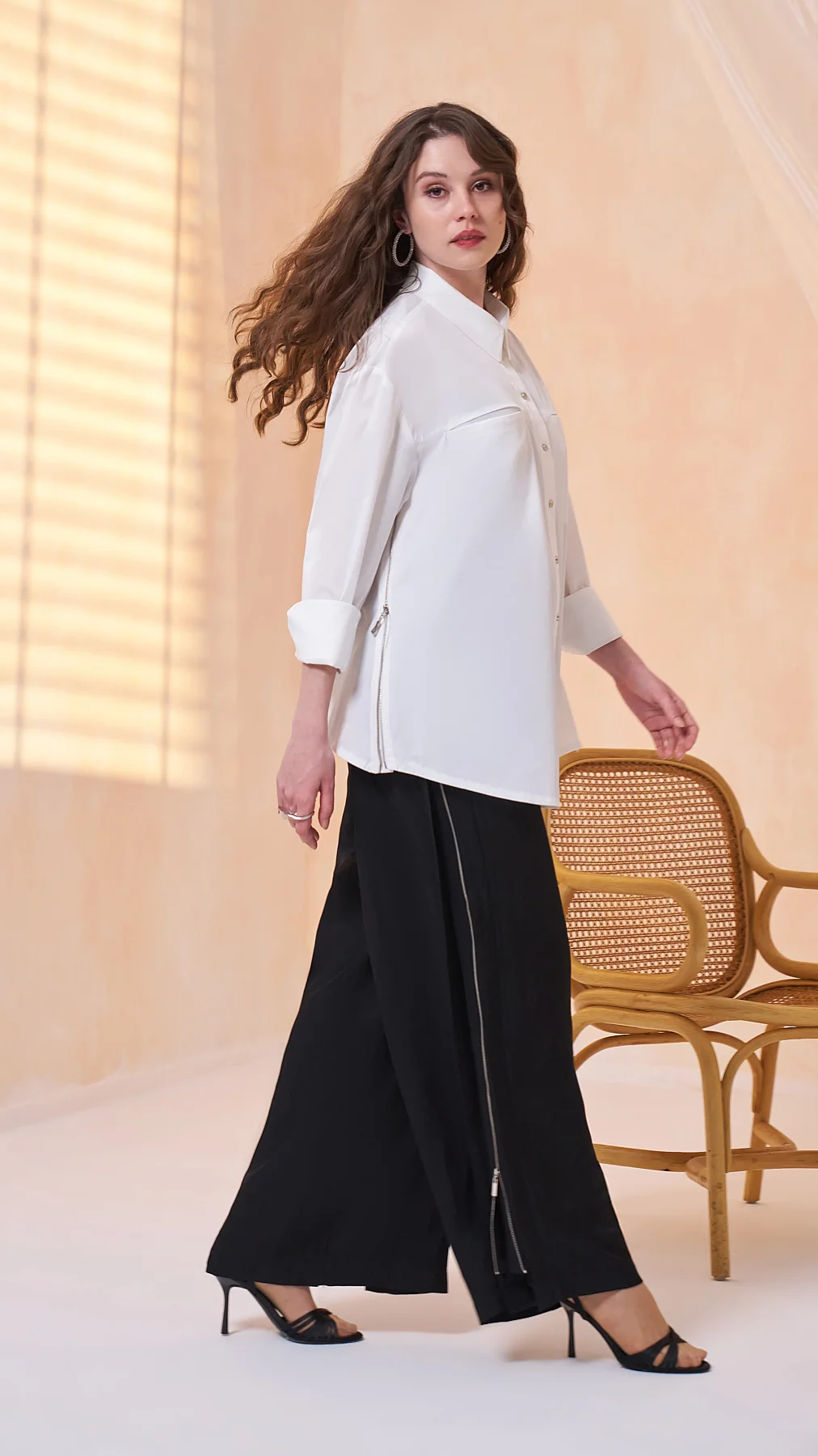 MissWhence Yanı Fermuarlı Bol Pantolon SİYAH - 3