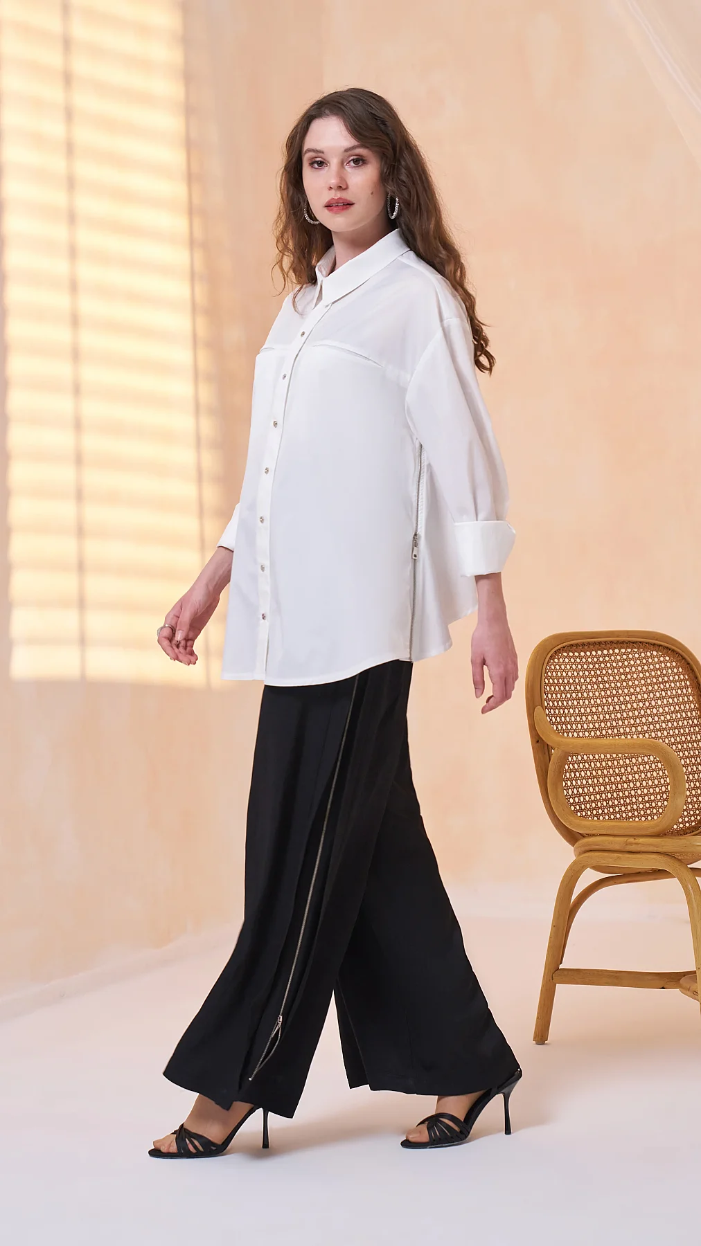 MissWhence Yanı Fermuarlı Bol Pantolon SİYAH - 4