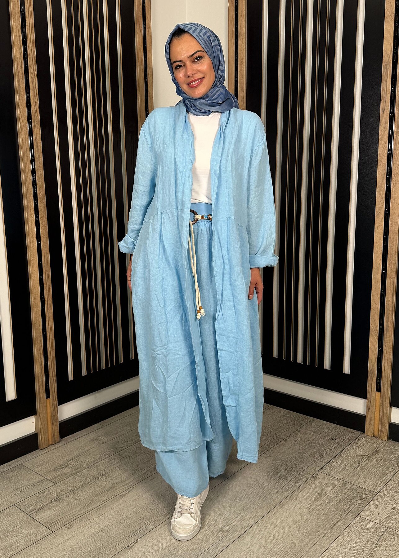 Nazlınur Collection Arkası Nakışlı Pantolon Takım MAVİ - 6