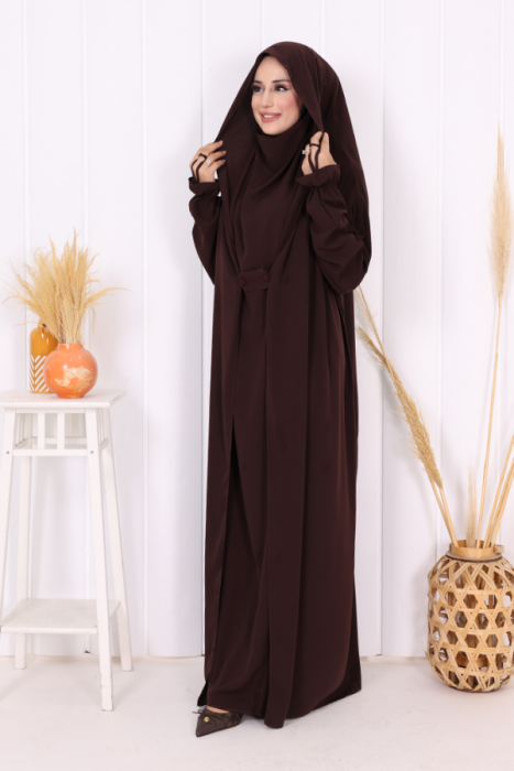 Nazlınur Collection Cilbab Abaya KAHVE - 4
