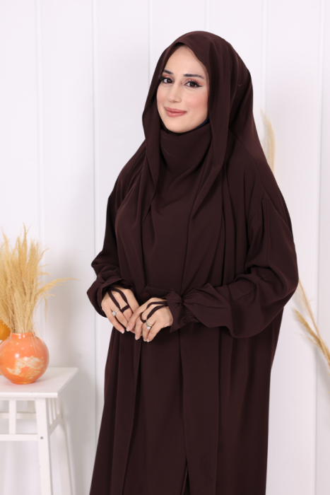 Nazlınur Collection Cilbab Abaya KAHVE - 6