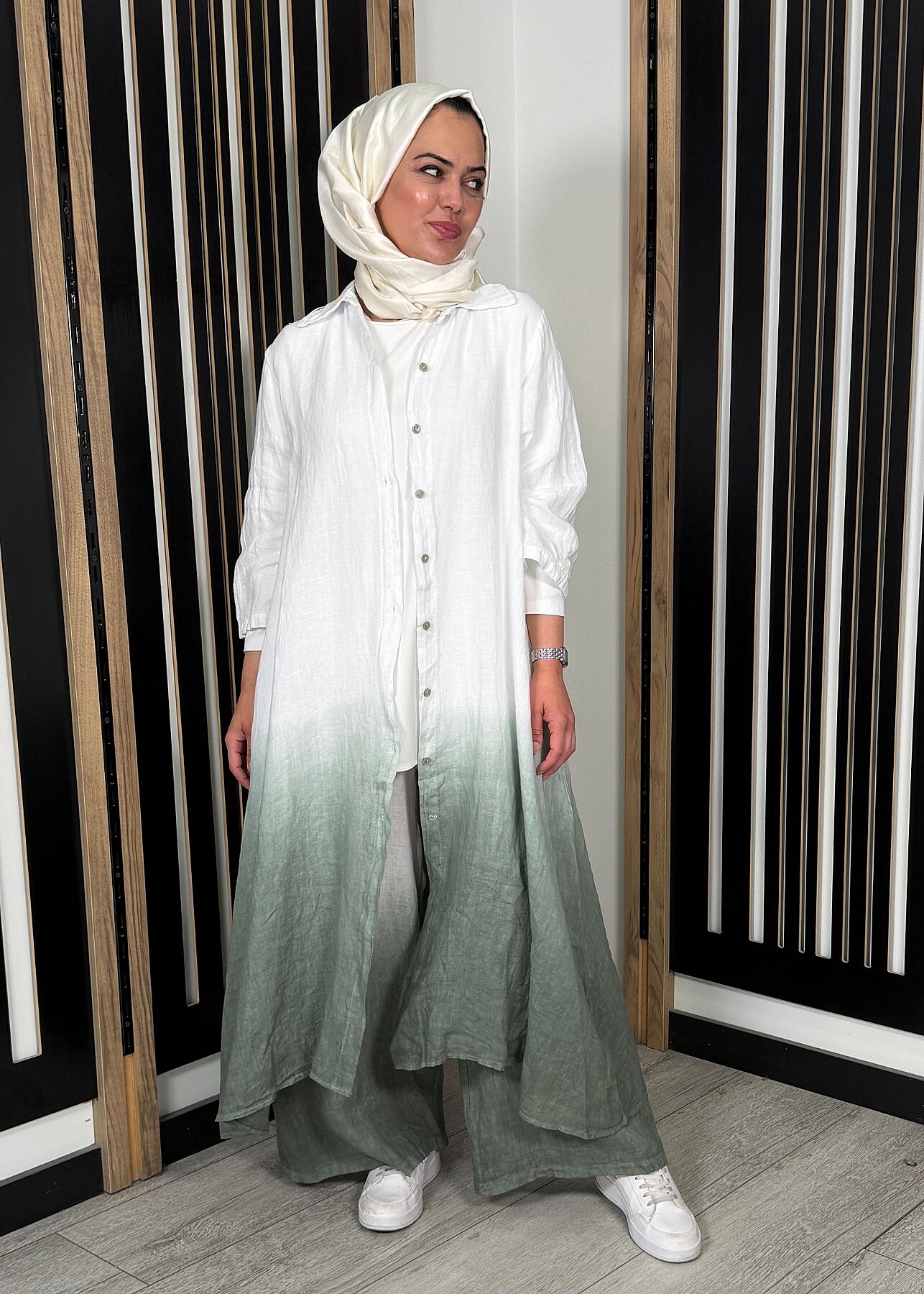 Nazlınur Collection Degradeli Pantalonlu Takım HAKİ - 4
