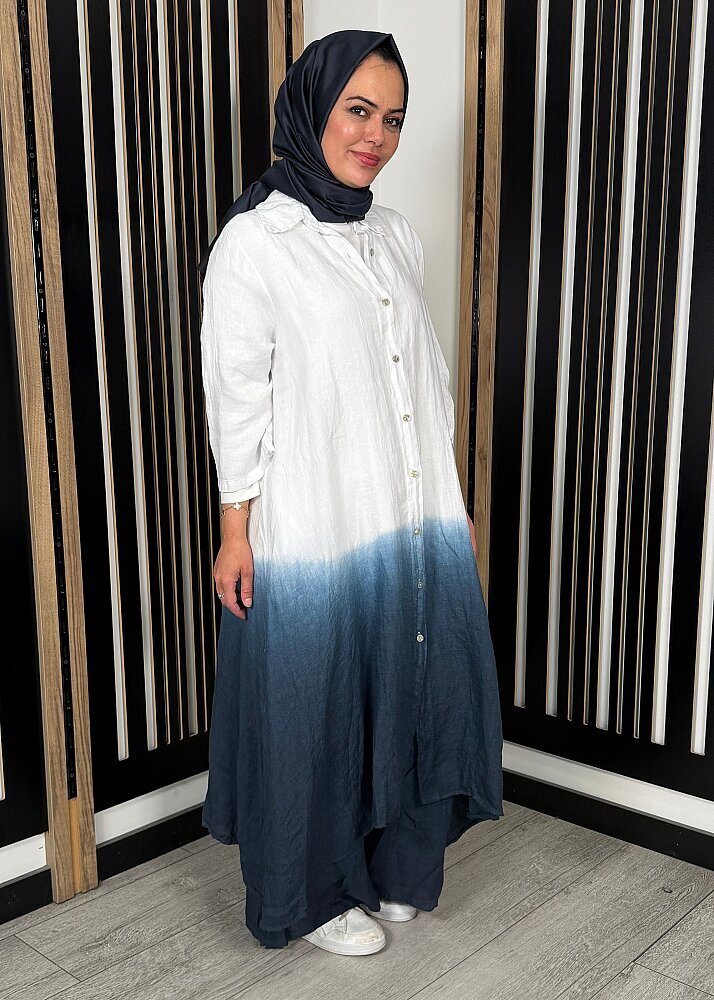 Nazlınur Collection Degradeli Pantalonlu Takım LACİVERT - 4