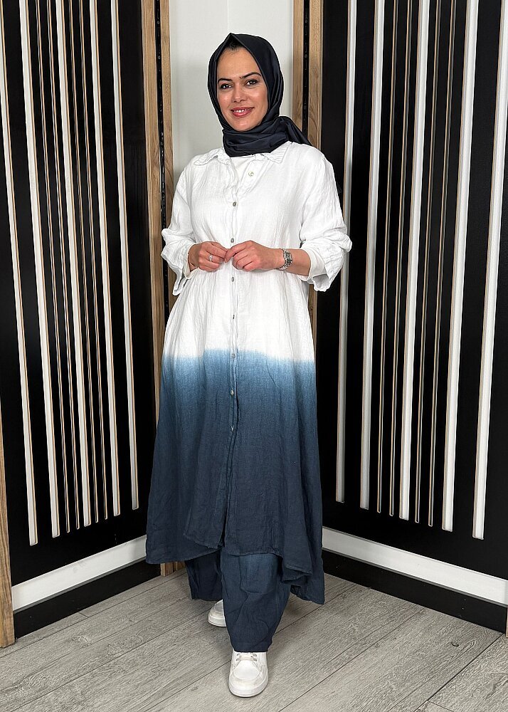 Nazlınur Collection Degradeli Pantalonlu Takım LACİVERT