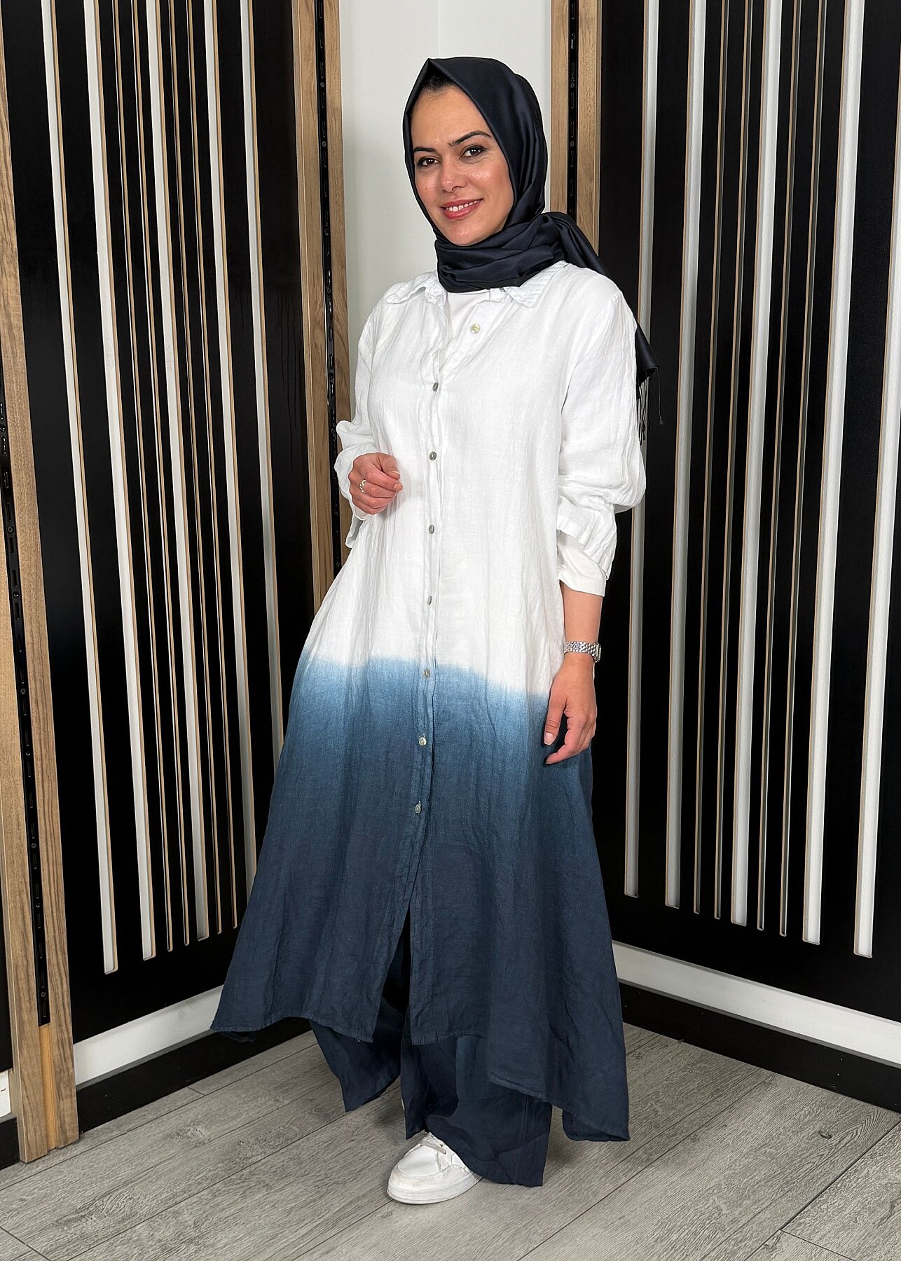 Nazlınur Collection Degradeli Pantalonlu Takım LACİVERT - 5