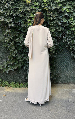 Nazlınur Collection Omuzu Detaylı Konkort Kumaş Takım VİZON - 5