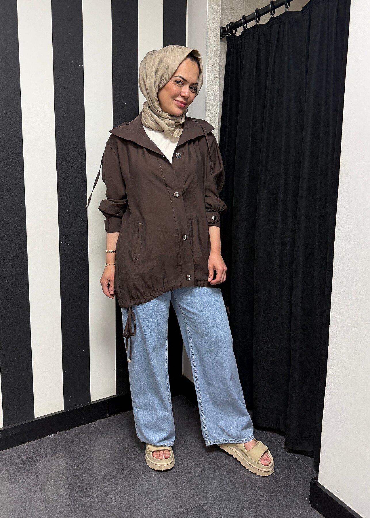 Nazlınur Collection Önü Çıtçıtlı Tensel Kap KAHVE - 1