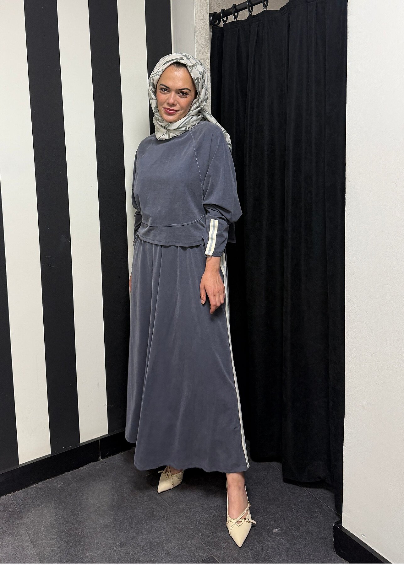 Nazlınur Collection Önü Dikiş Detaylı Şeritli Takım LACİVERT - 8