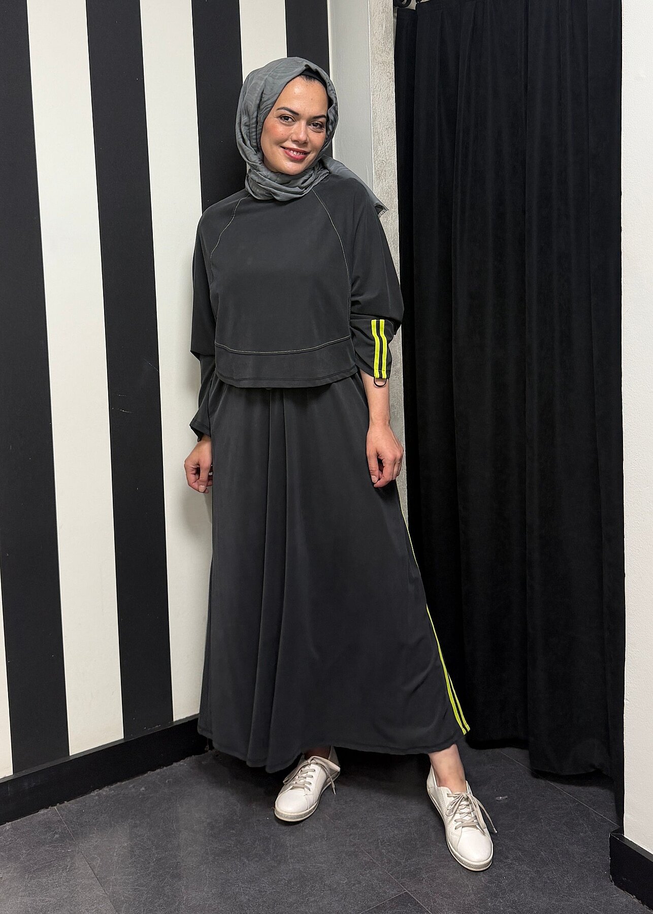Nazlınur Collection Önü Dikiş Detaylı Şeritli Takım SİYAH - 9