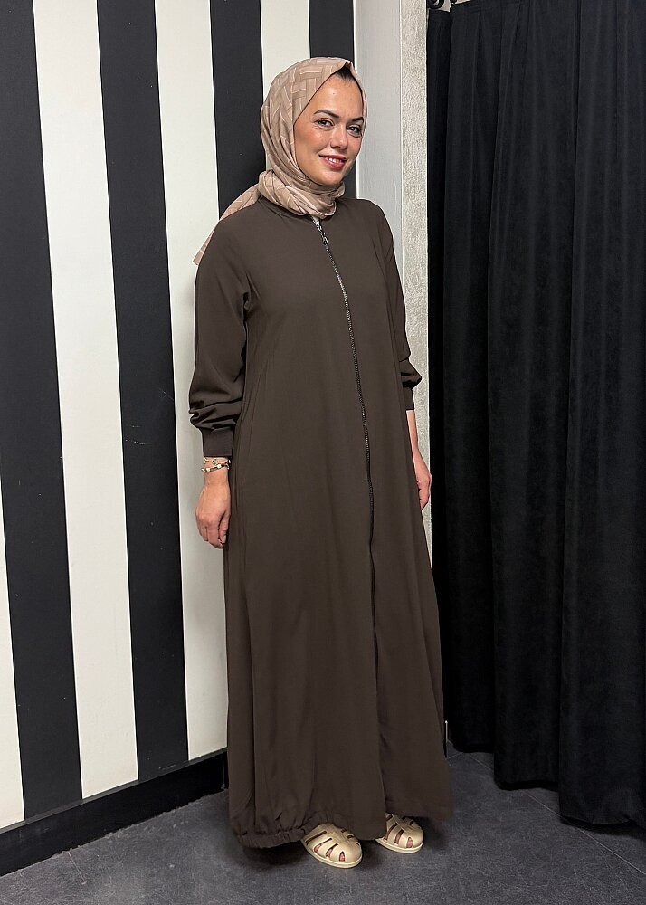 Nazlınur Collection Ribanalı Ferace Acı Kahve - 4