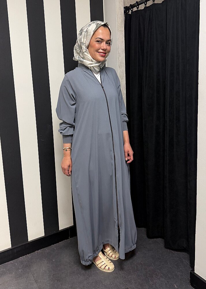 Nazlınur Collection Ribanalı Ferace GRİ - 4