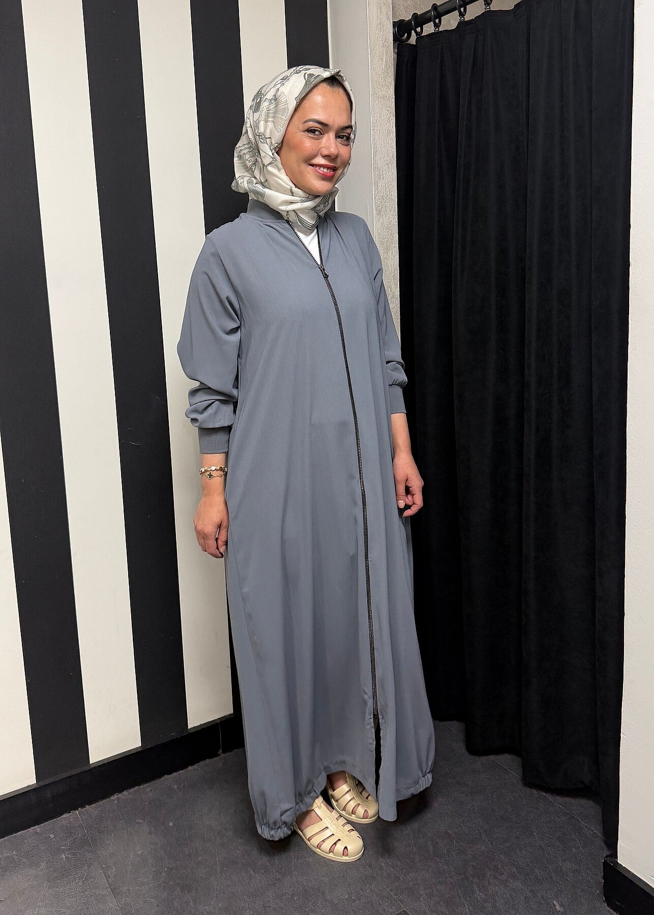 Nazlınur Collection Ribanalı Ferace GRİ - 4