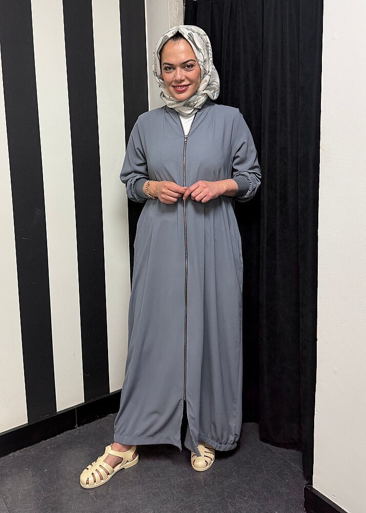 Nazlınur Collection Ribanalı Ferace GRİ - 5