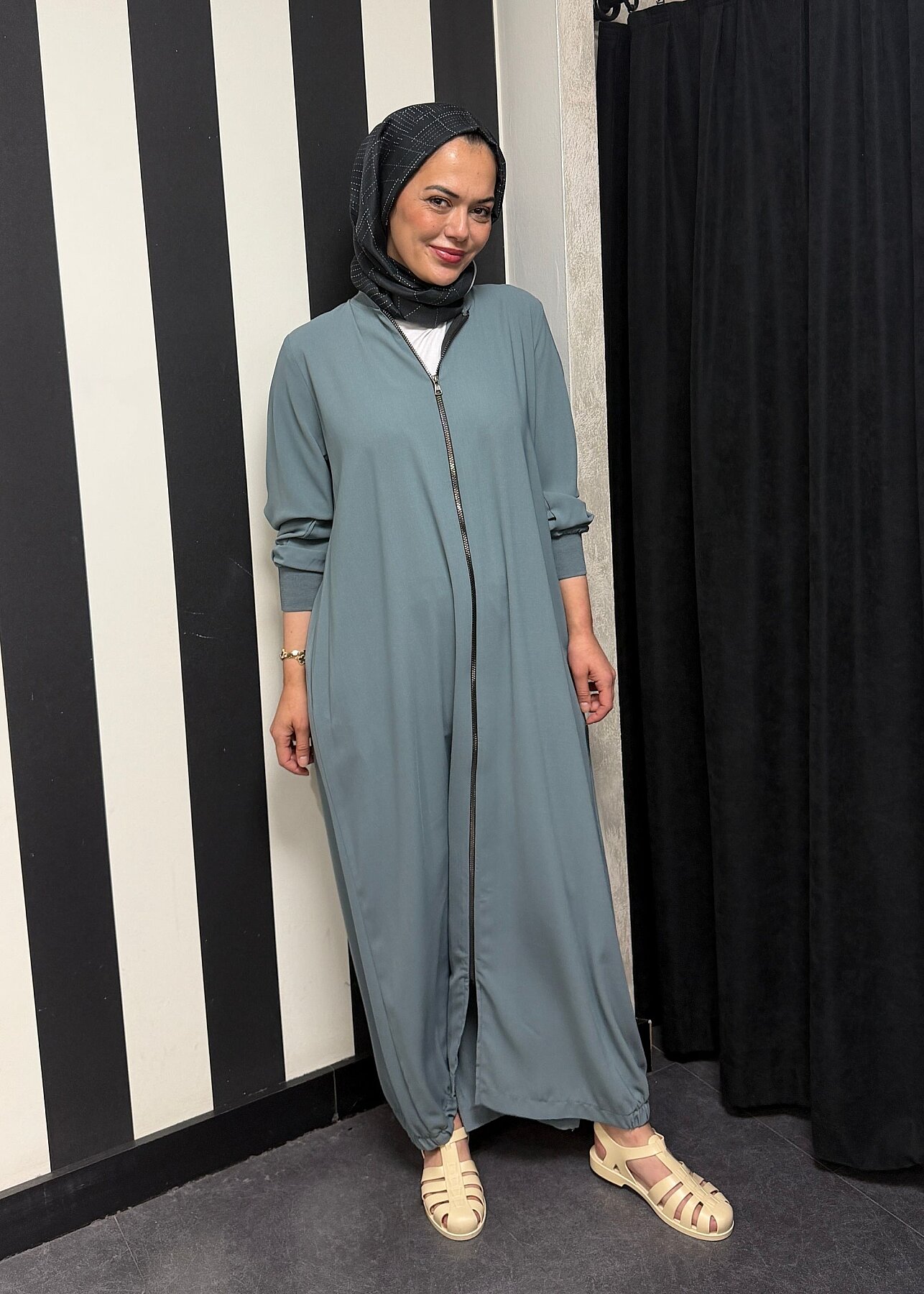 Nazlınur Collection Ribanalı Ferace MİNT - 2