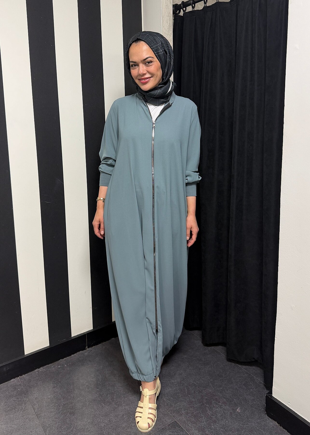 Nazlınur Collection Ribanalı Ferace MİNT - 4