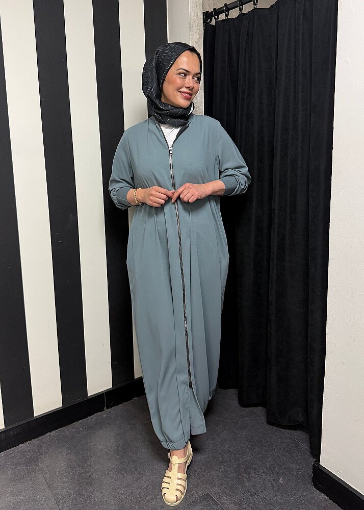 Nazlınur Collection Ribanalı Ferace MİNT - 5