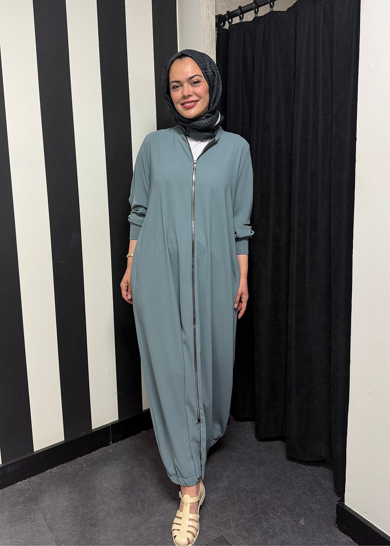 Nazlınur Collection Ribanalı Ferace MİNT - 6