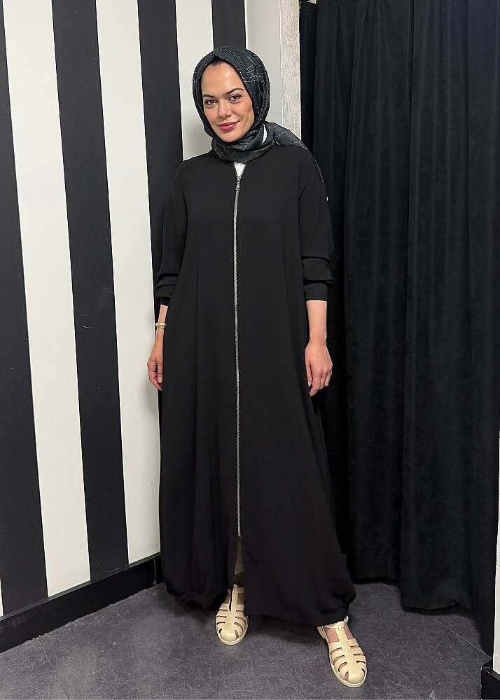 Nazlınur Collection Ribanalı Ferace SİYAH - 5