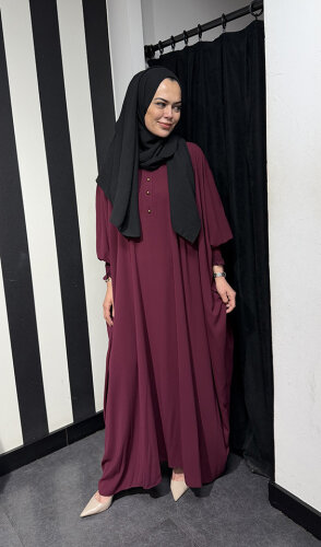 Nazlınur Collection Yarasa Kol Cilbab BORDO - 2