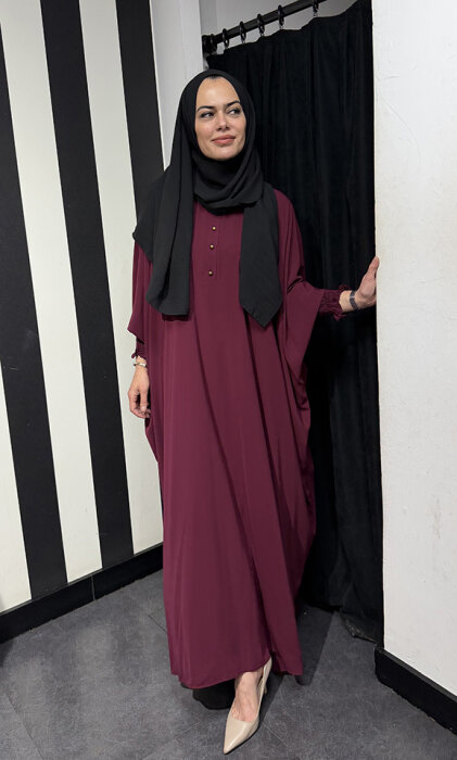 Nazlınur Collection Yarasa Kol Cilbab BORDO - 3