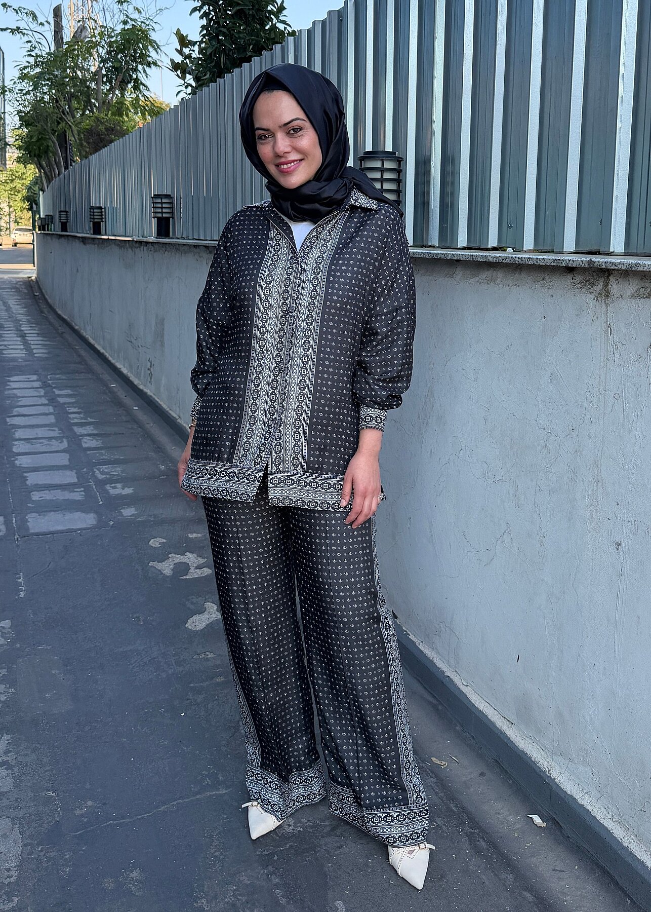 Qupra Desenli Pantolonlu Takım SİYAH - 5