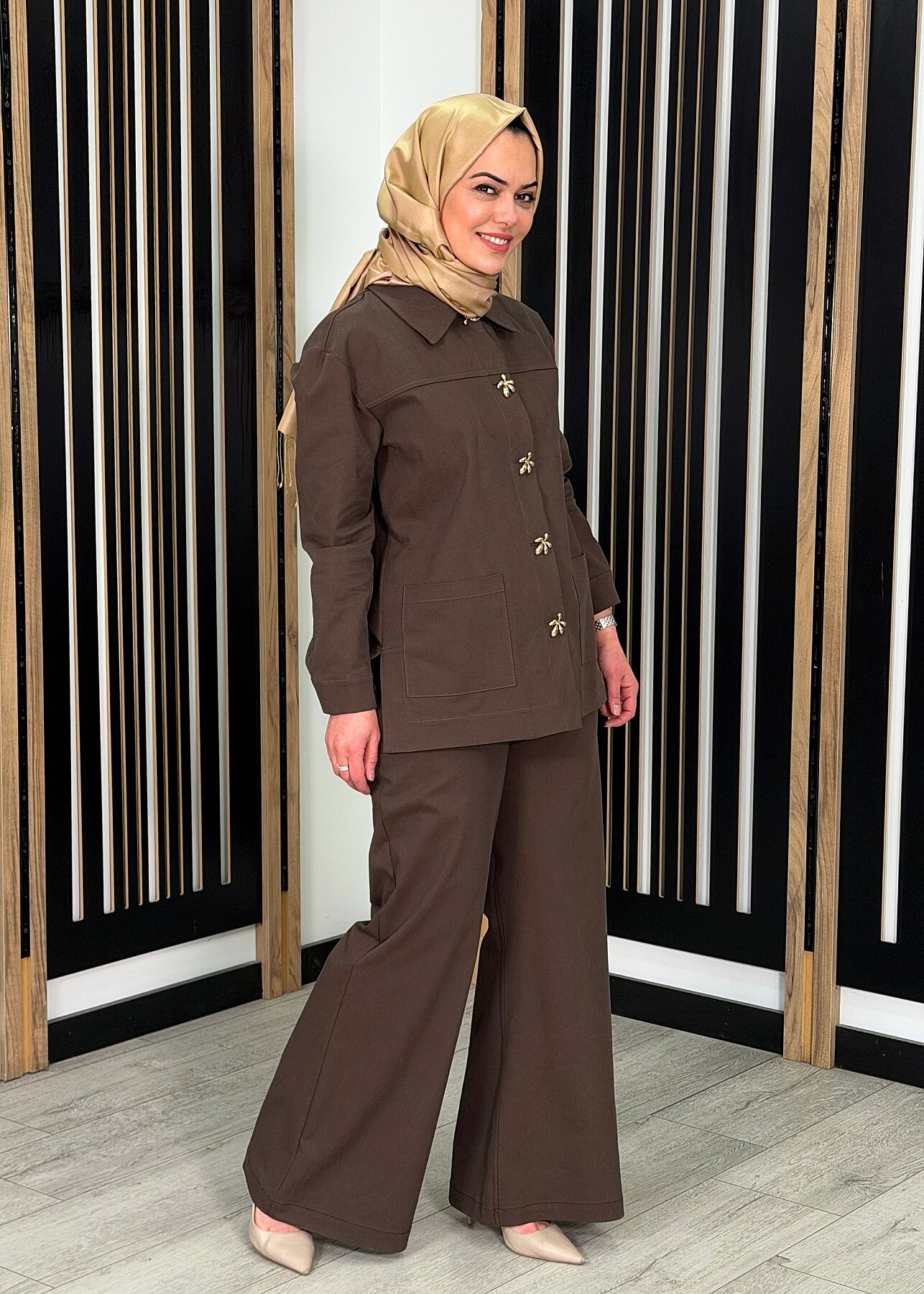 Vuu Wide Leg Denim Pantolon KAHVE - 1