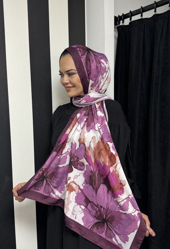 YaQa Flower Premium Şal MÜRDÜM